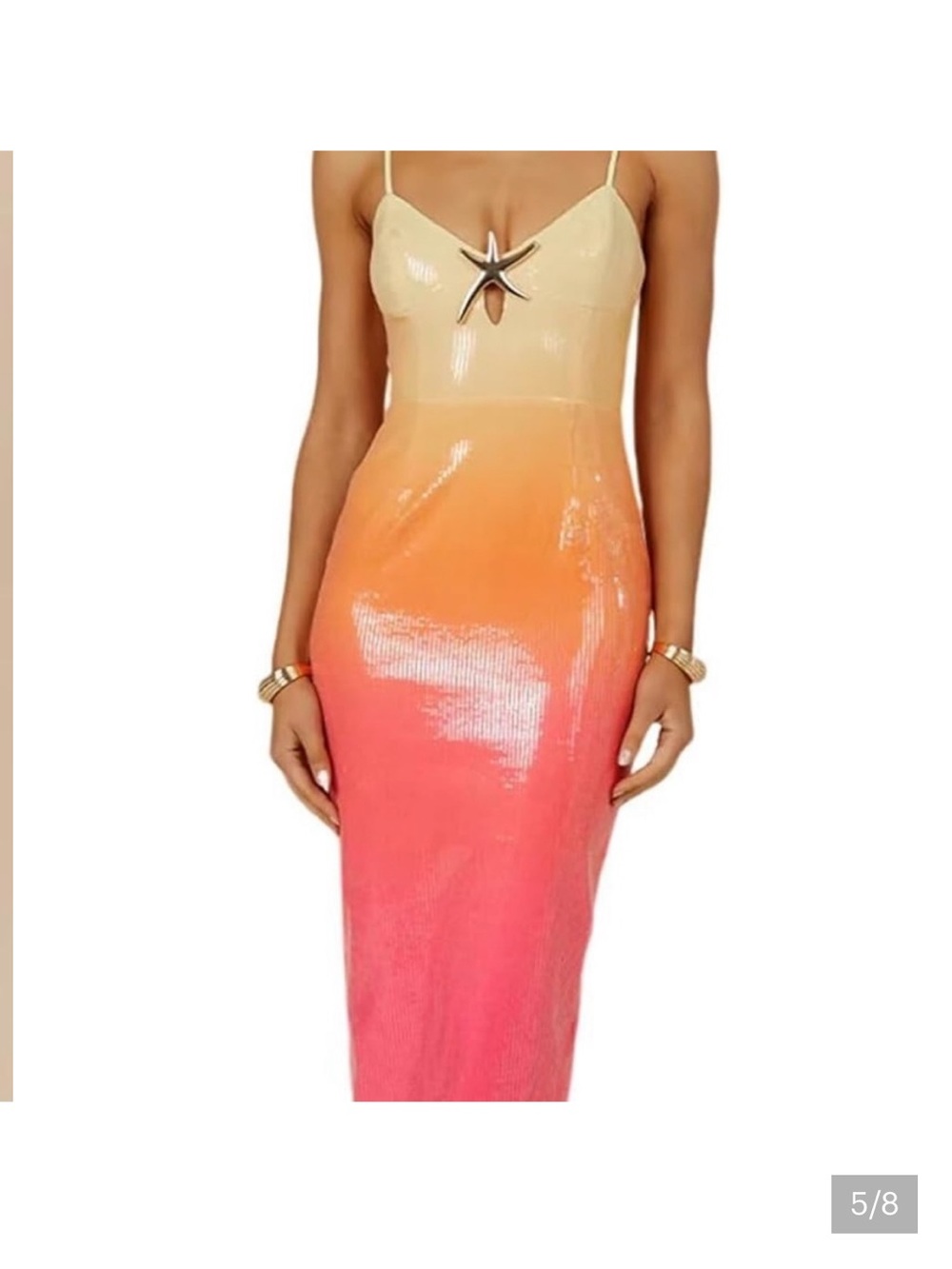 Sleeveless Ombre Sequin Maxi Dress - Pink/Orange/Cream